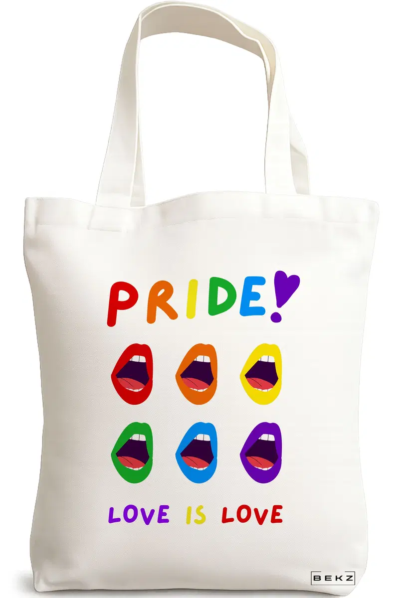 Sacosa Cumparaturi Textila, Geanta Tote, model Pride, 38x34.5 cm, Alba, BEKZ®