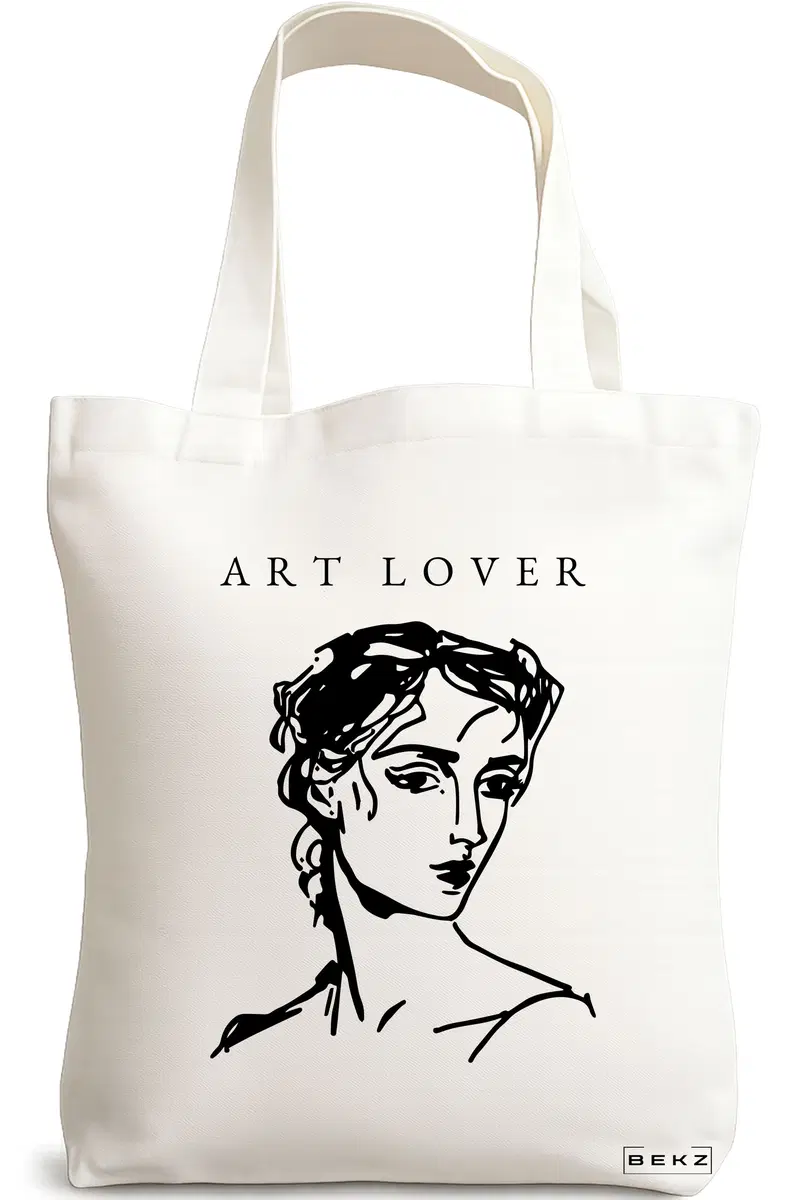 Sacosa Cumparaturi Textila, Geanta Tote, model Art Lover, 38x34.5 cm, Alba, BEKZ®