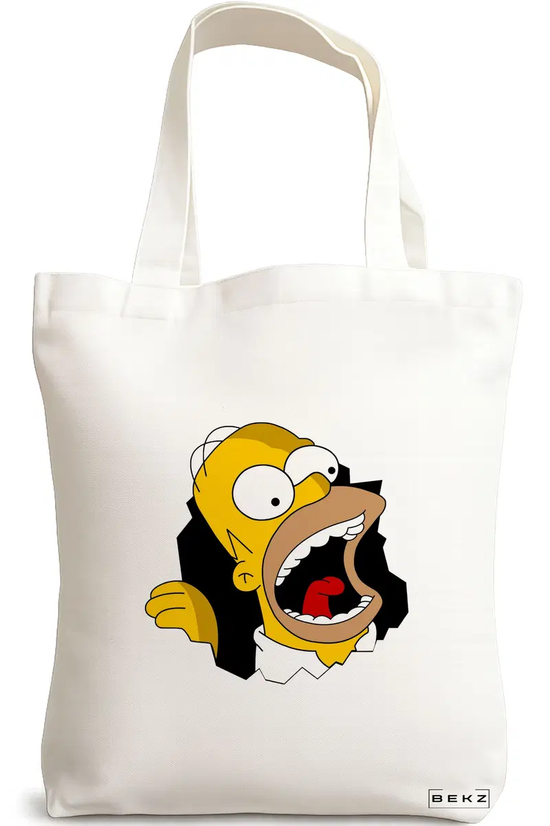Sacosa Cumparaturi Textila, Geanta Tote, model Homer, 38x34.5 cm, Alba, BEKZ®