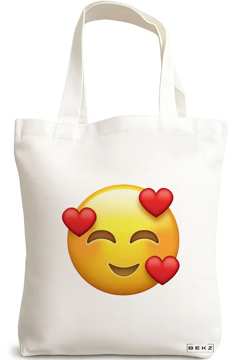 Sacosa Cumparaturi Textila, Geanta Tote, model In Love, 38x34.5 cm, Alba, BEKZ®
