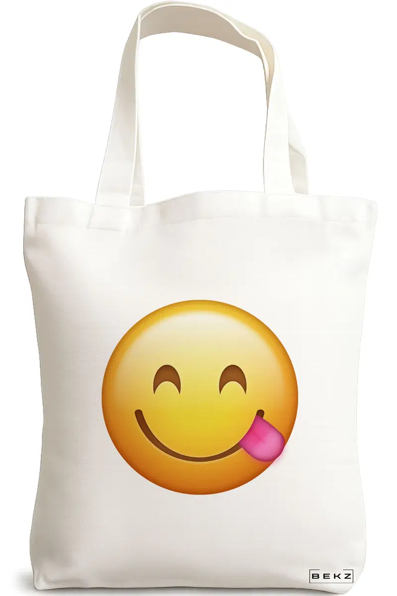 Sacosa Cumparaturi Textila, Geanta Tote, model Playful, 38x34.5 cm, Alba, BEKZ®