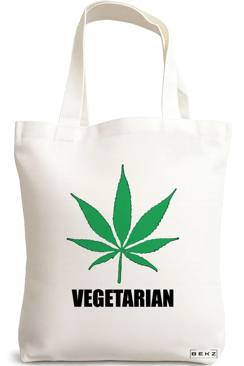 Sacosa Cumparaturi Textila, Geanta Tote, model Vegetarian, 38x34.5 cm, Alba, BEKZ®
