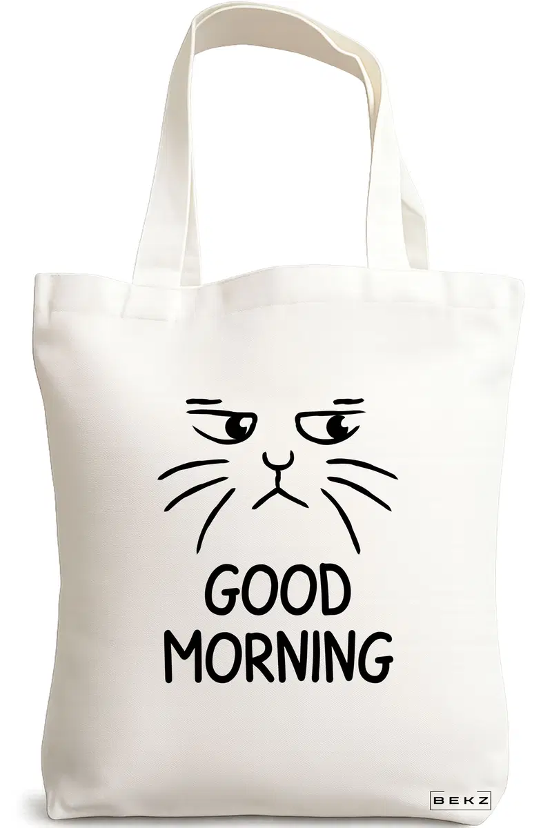 Sacosa Cumparaturi Textila, Geanta Tote, model Good Morning, 38x34.5 cm, Alba, BEKZ®