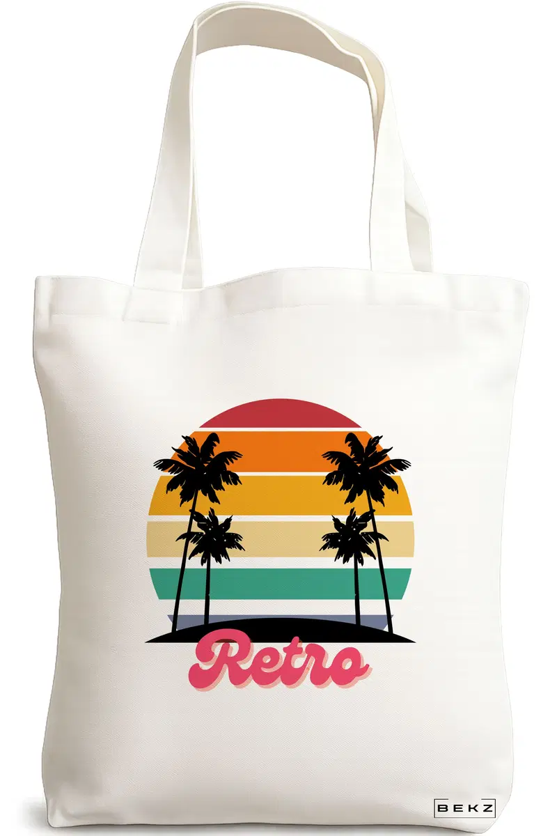 Sacosa Cumparaturi Textila, Geanta Tote, model Retro, 38x34.5 cm, Alba, BEKZ®