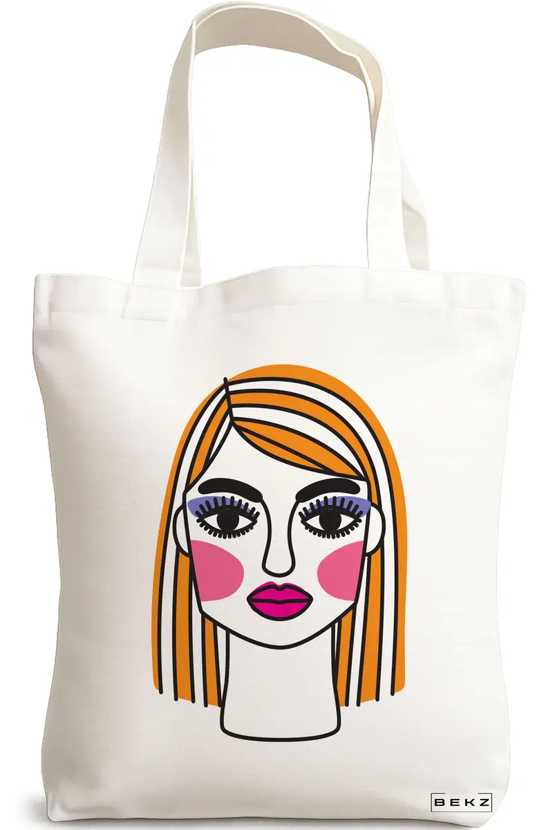Sacosa Cumparaturi Textila, Geanta Tote, model Modern Makeup, 38x34.5 cm, Alba, BEKZ®
