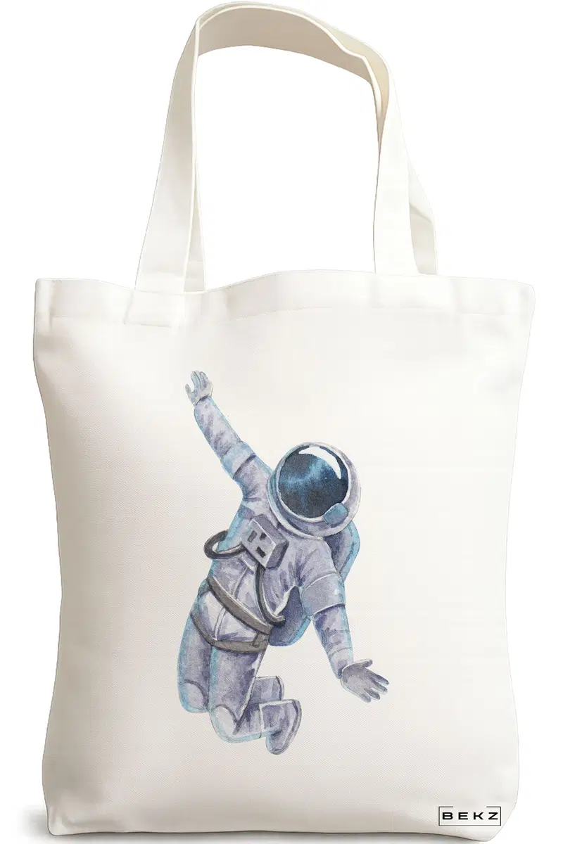 Sacosa Cumparaturi Textila, Geanta Tote, model Astronaut, 38x34.5 cm, Alba, BEKZ®