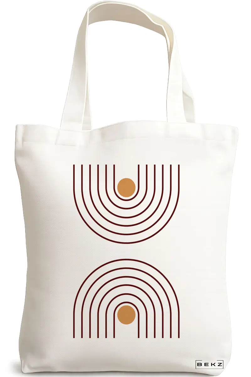 Sacosa Cumparaturi Textila, Geanta Tote, model Sunshine Arches, 38x34.5 cm, Alba, BEKZ®