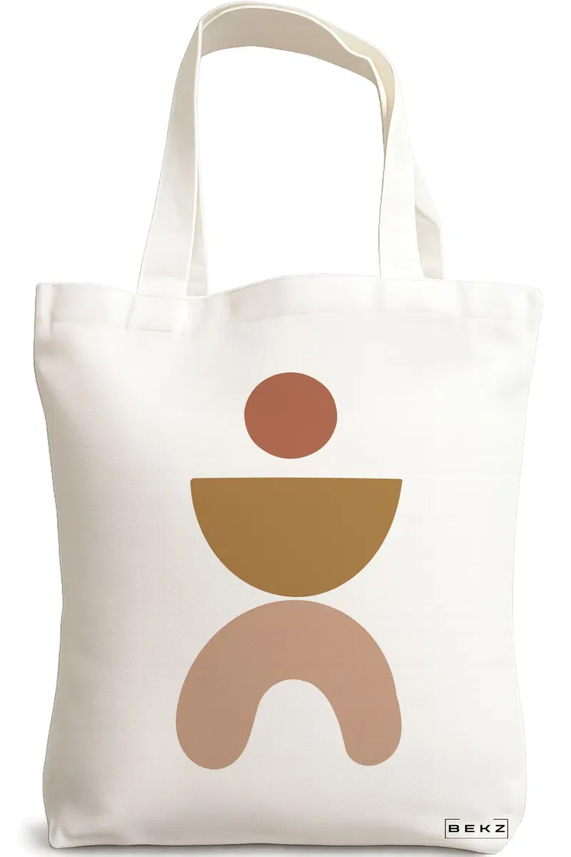 Sacosa Cumparaturi Textila, Geanta Tote, model Geometric Art, 38x34.5 cm, Alba, BEKZ®