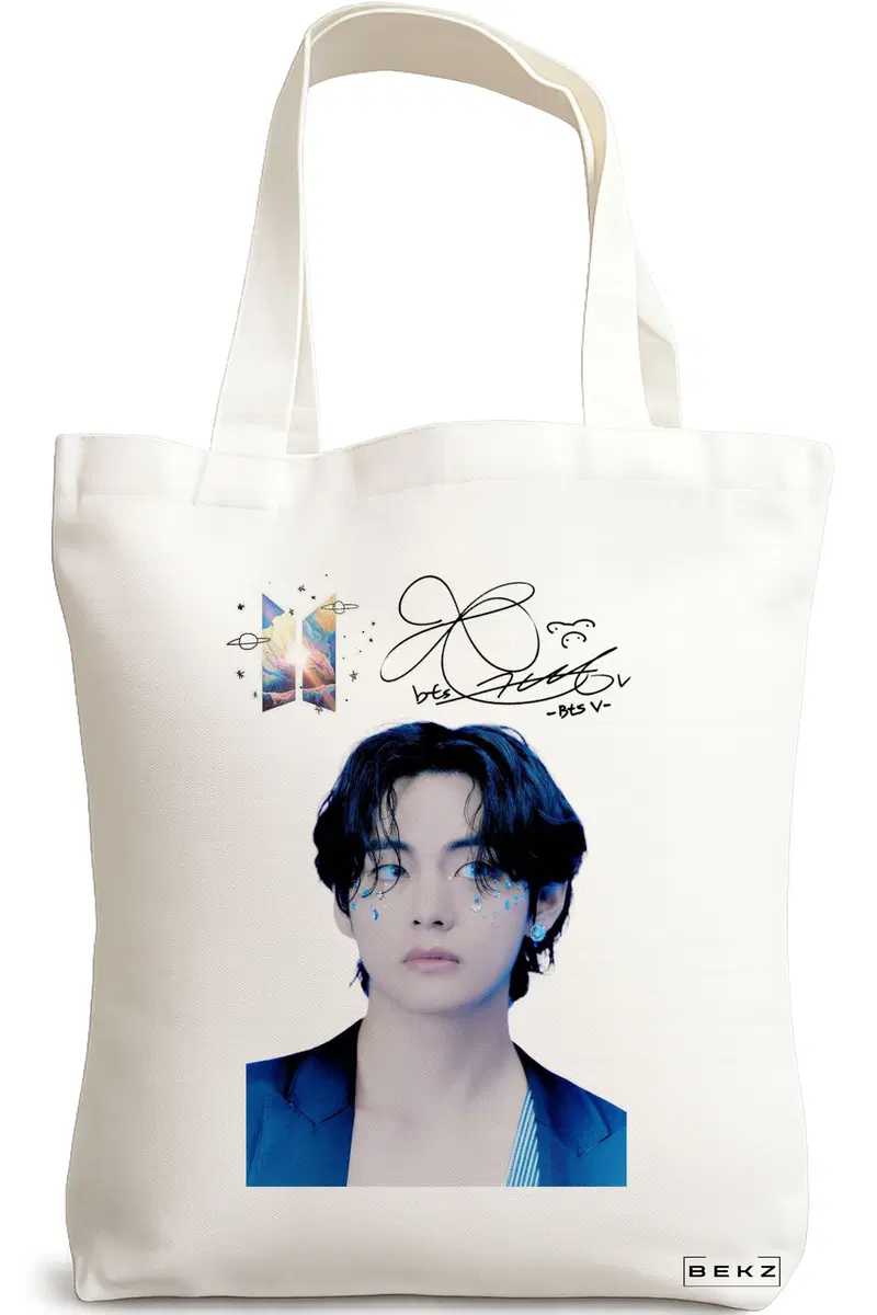 Sacosa Cumparaturi Textila, Geanta Tote, model BTS V, 38x34.5 cm, Alba, BEKZ®