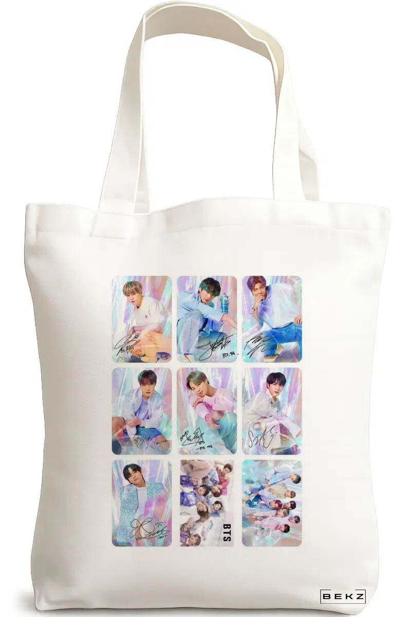 Sacosa Cumparaturi Textila, Geanta Tote, model BTS Army 11, 38x34.5 cm, Alba, BEKZ®