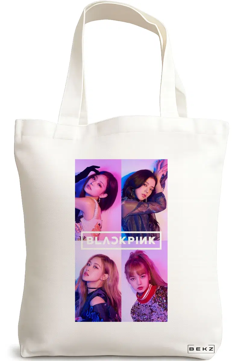 Sacosa Cumparaturi Textila, Geanta Tote, model Blackpink 2, 38x34.5 cm, Alba, BEKZ®