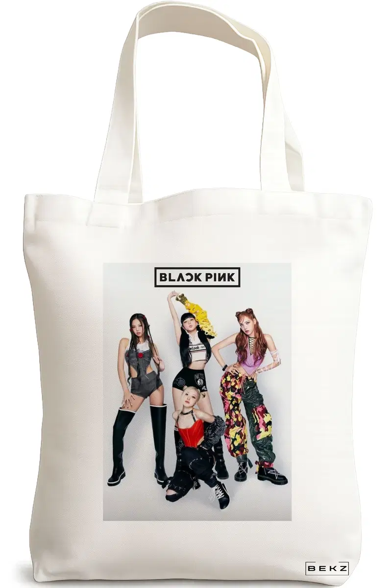 Sacosa Cumparaturi Textila, Geanta Tote, model Blackpink 4, 38x34.5 cm, Alba, BEKZ®