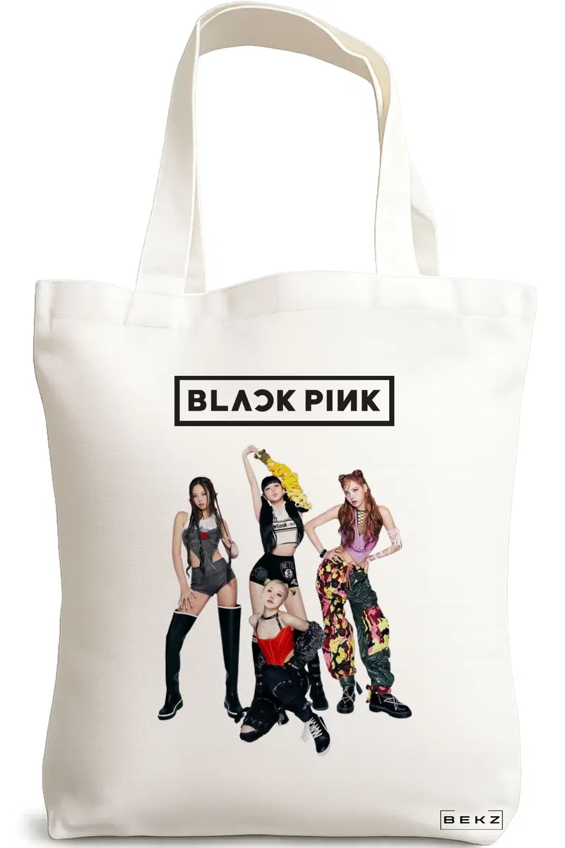 Sacosa Cumparaturi Textila, Geanta Tote, model Blackpink 5, 38x34.5 cm, Alba, BEKZ®
