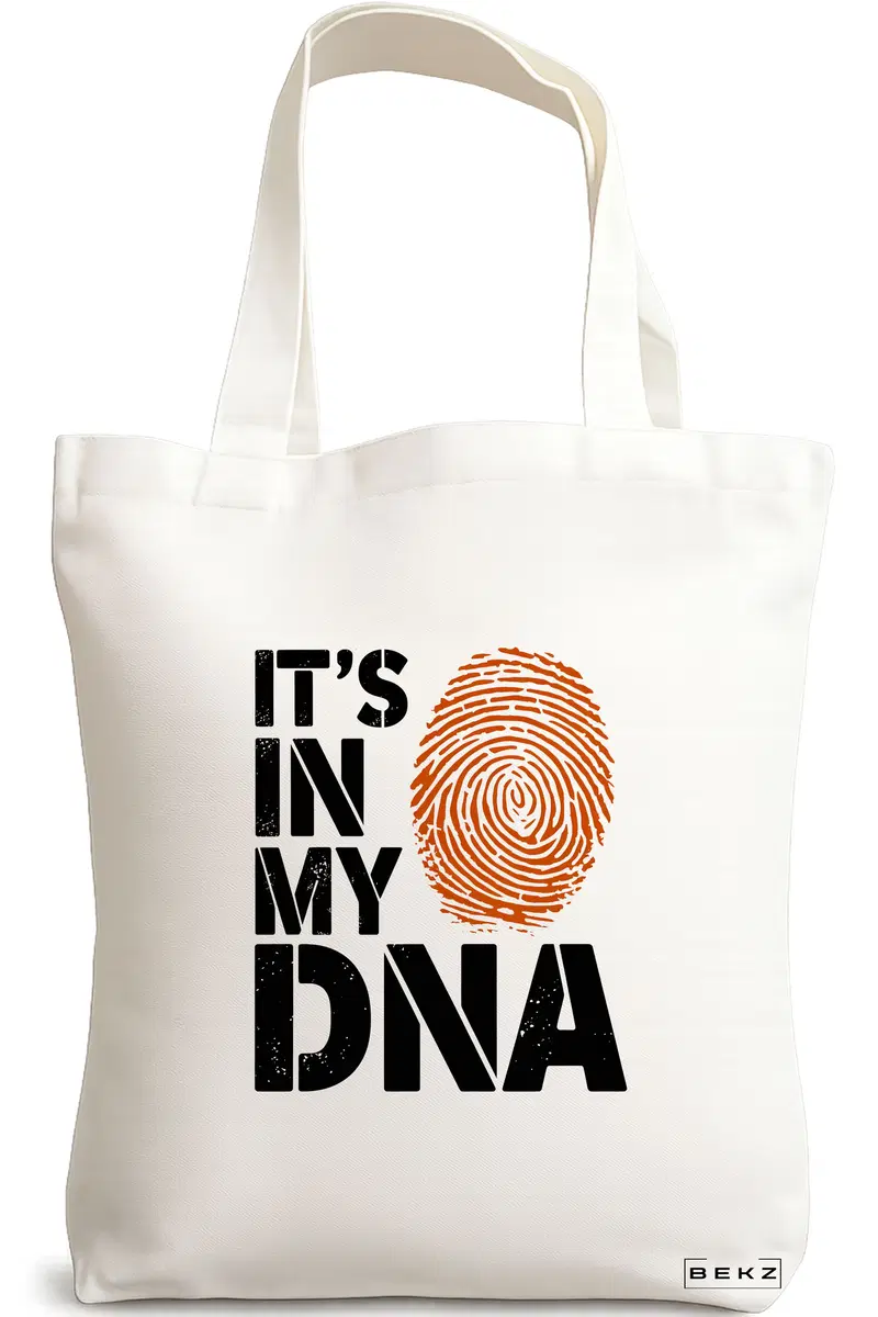 Sacosa Cumparaturi Textila, Geanta Tote, model It's in My DNA, 38x34.5 cm, Alba, BEKZ®