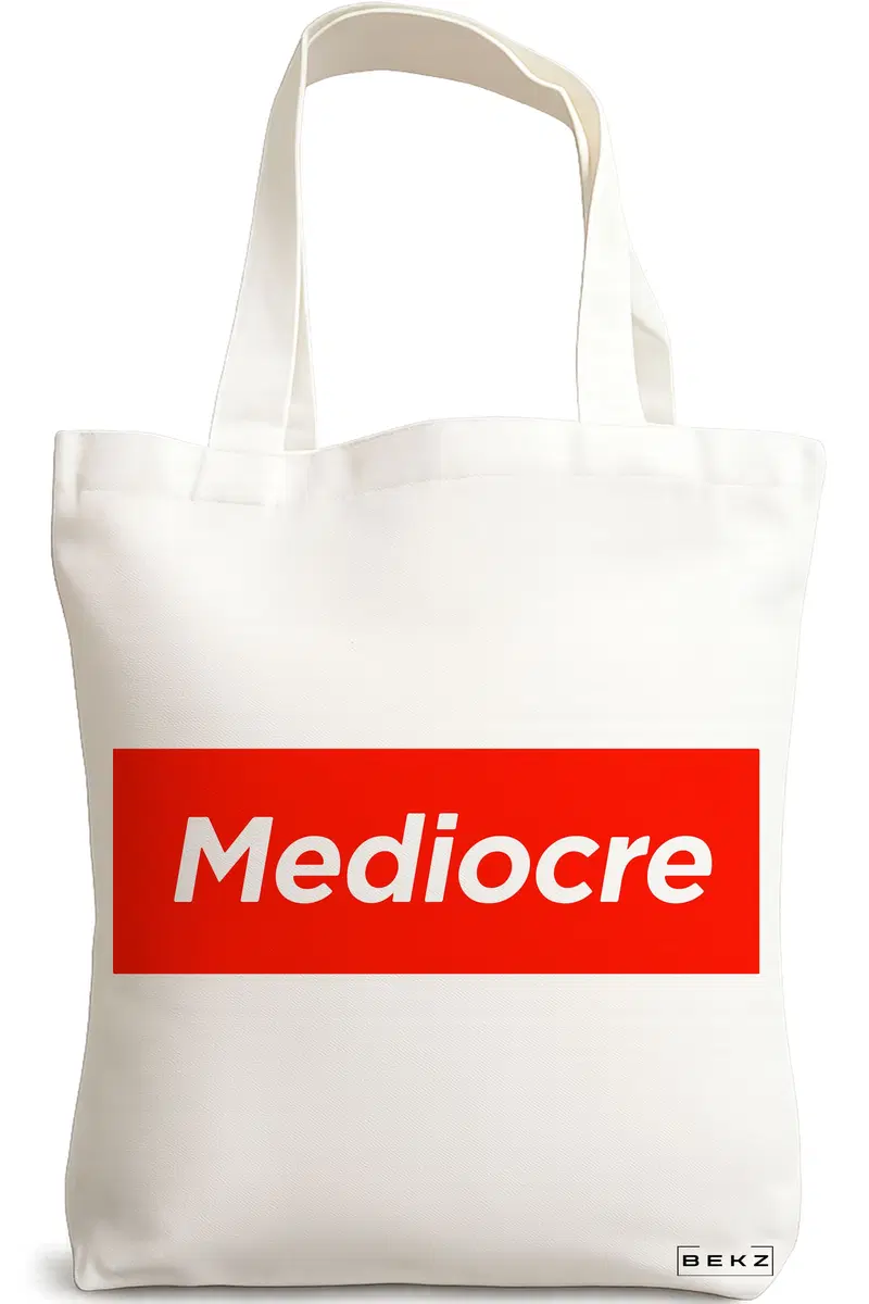 Sacosa Cumparaturi Textila, Geanta Tote, model Mediocre, 38x34.5 cm, Alba, BEKZ®