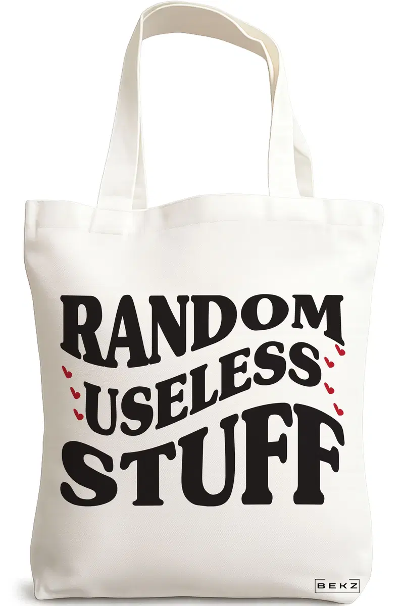 Sacosa Cumparaturi Textila, Geanta Tote, model Random useless stuff, 38x34.5 cm, Alba, BEKZ®