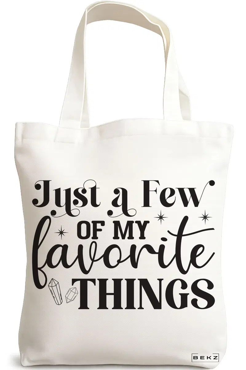 Sacosa Cumparaturi Textila, Geanta Tote, model Just a few of my favorite things, 38x34.5 cm, Alba, BEKZ®