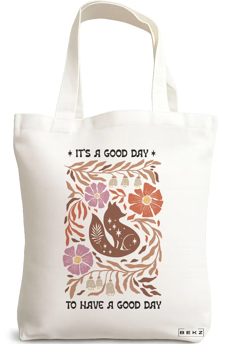 Sacosa Cumparaturi Textila, Geanta Tote Boho Style 5, 38x34.5 cm, Alba, BEKZ®