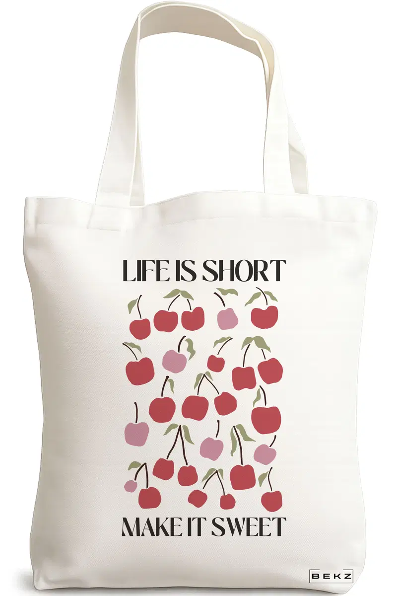Sacosa Cumparaturi Textila, Geanta Tote Boho Style 6, 38x34.5 cm, Alba, BEKZ®