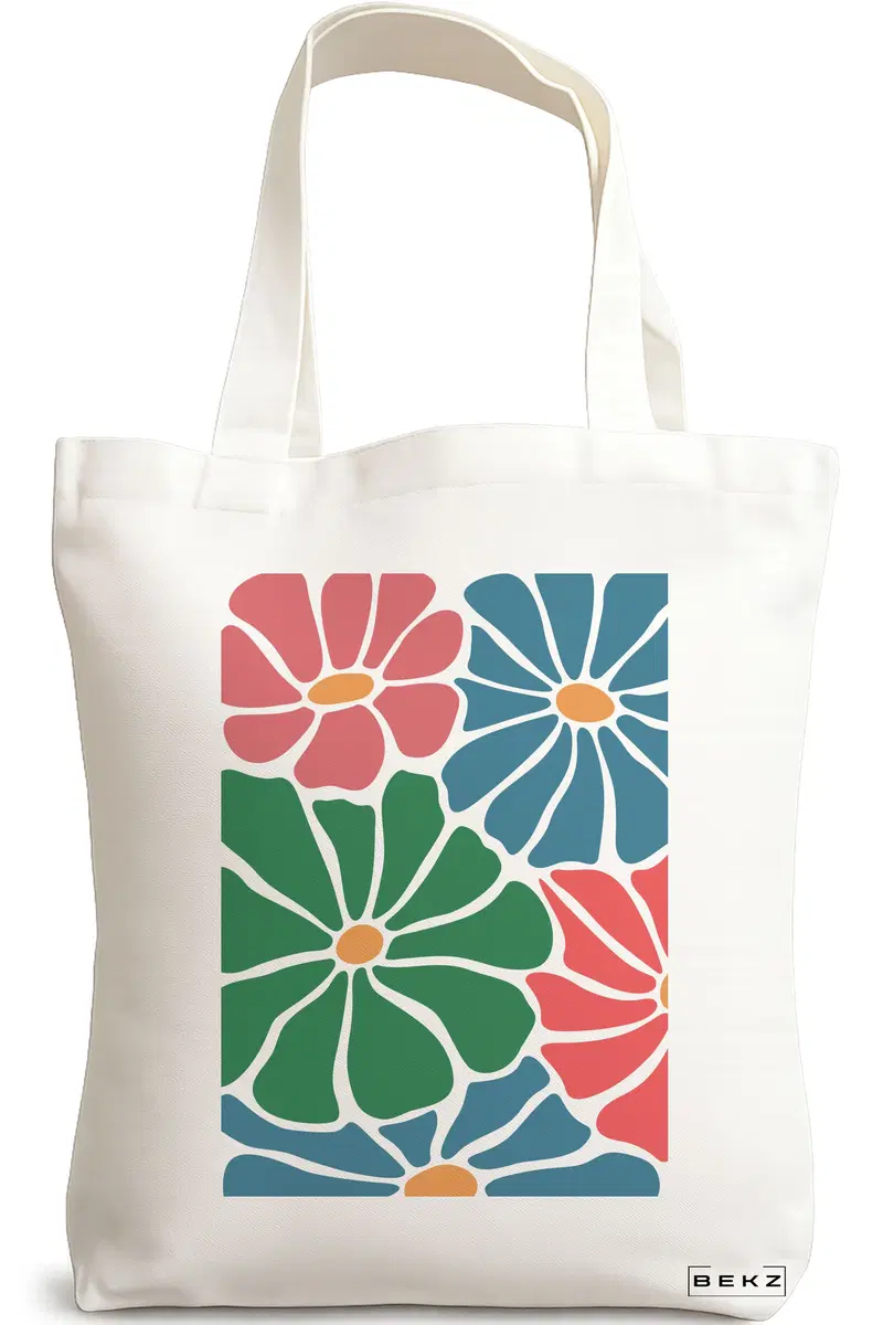 Sacosa Cumparaturi Textila, Geanta Tote Boho Style 12, 38x34.5 cm, Alba, BEKZ®