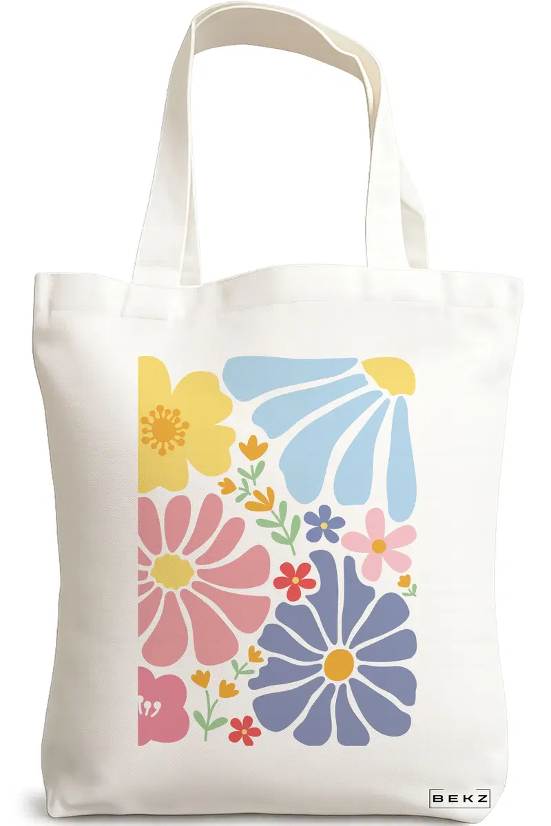 Sacosa Cumparaturi Textila, Geanta Tote Boho Style 13, 38x34.5 cm, Alba, BEKZ®