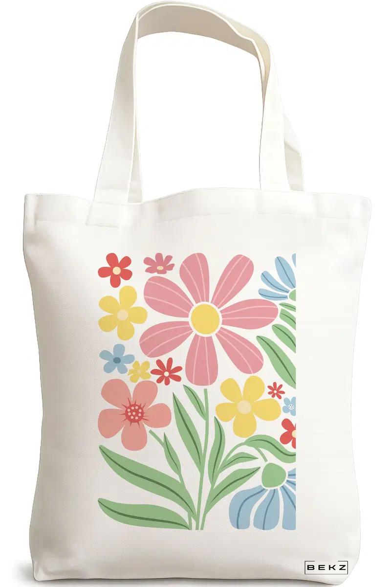 Sacosa Cumparaturi Textila, Geanta Tote Boho Style 14, 38x34.5 cm, Alba, BEKZ®