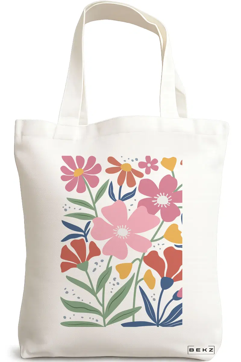 Sacosa Cumparaturi Textila, Geanta Tote Boho Style 16, 38x34.5 cm, Alba, BEKZ®