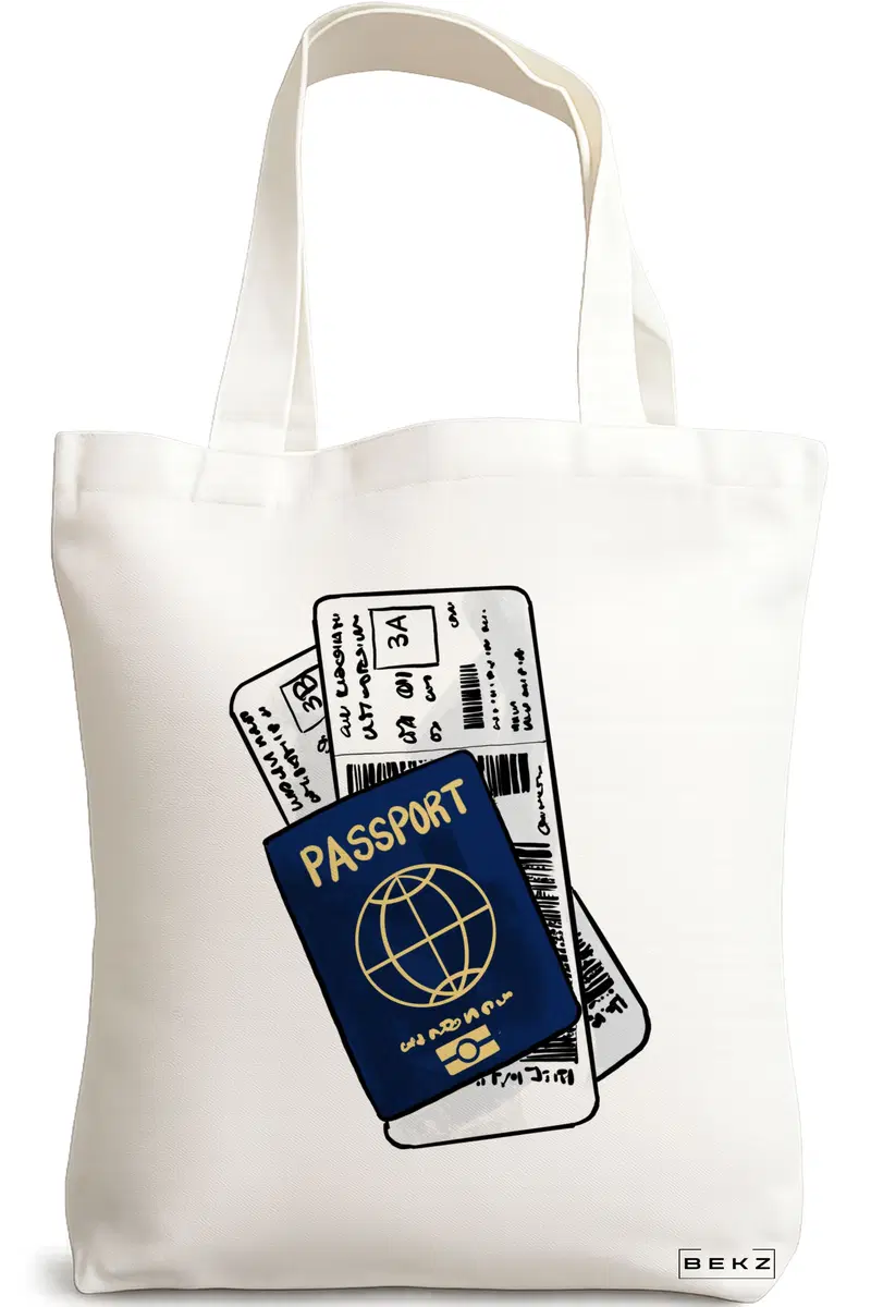 Sacosa Cumparaturi Textila, Geanta Tote Travel Girl 17, 38x34.5 cm, Alba, BEKZ®