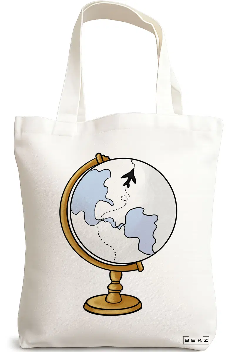 Sacosa Cumparaturi Textila, Geanta Tote Travel Girl 17, 38x34.5 cm, Alba, BEKZ®