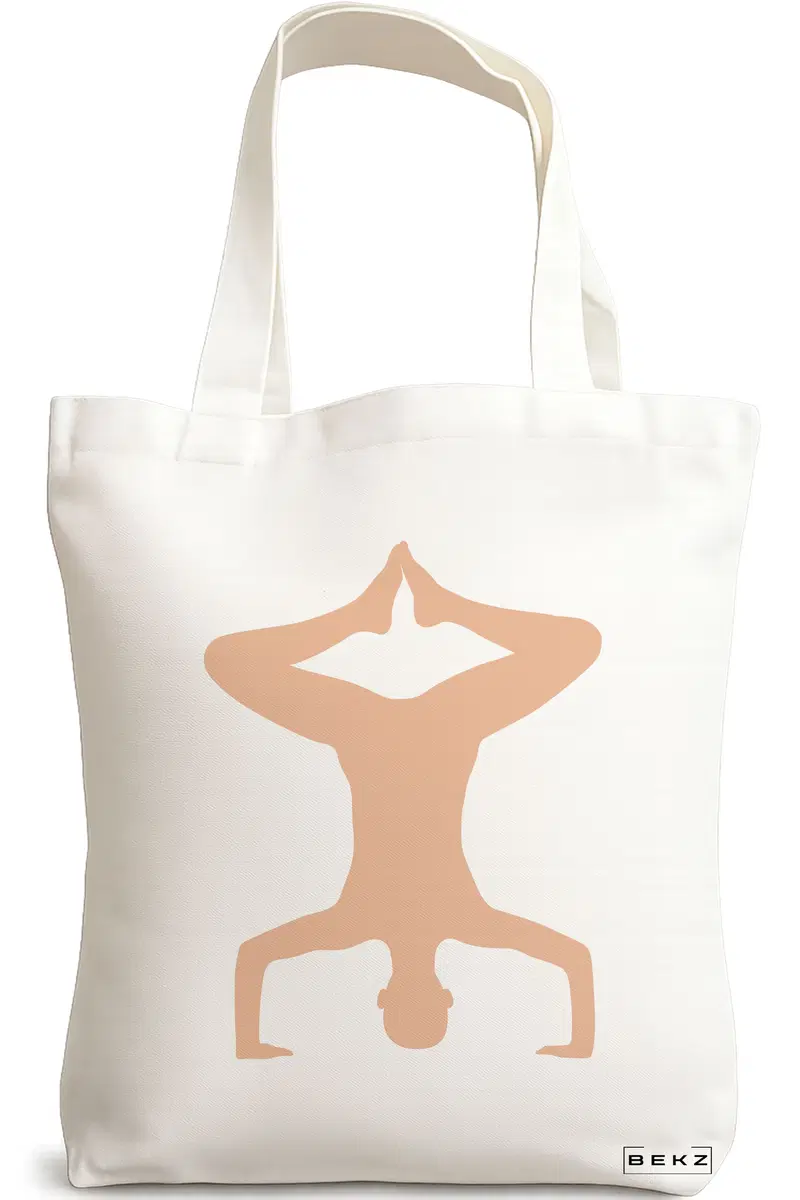 Sacosa Cumparaturi Textila, Geanta Tote Yoga 1, 38x34.5 cm, Alba, BEKZ®