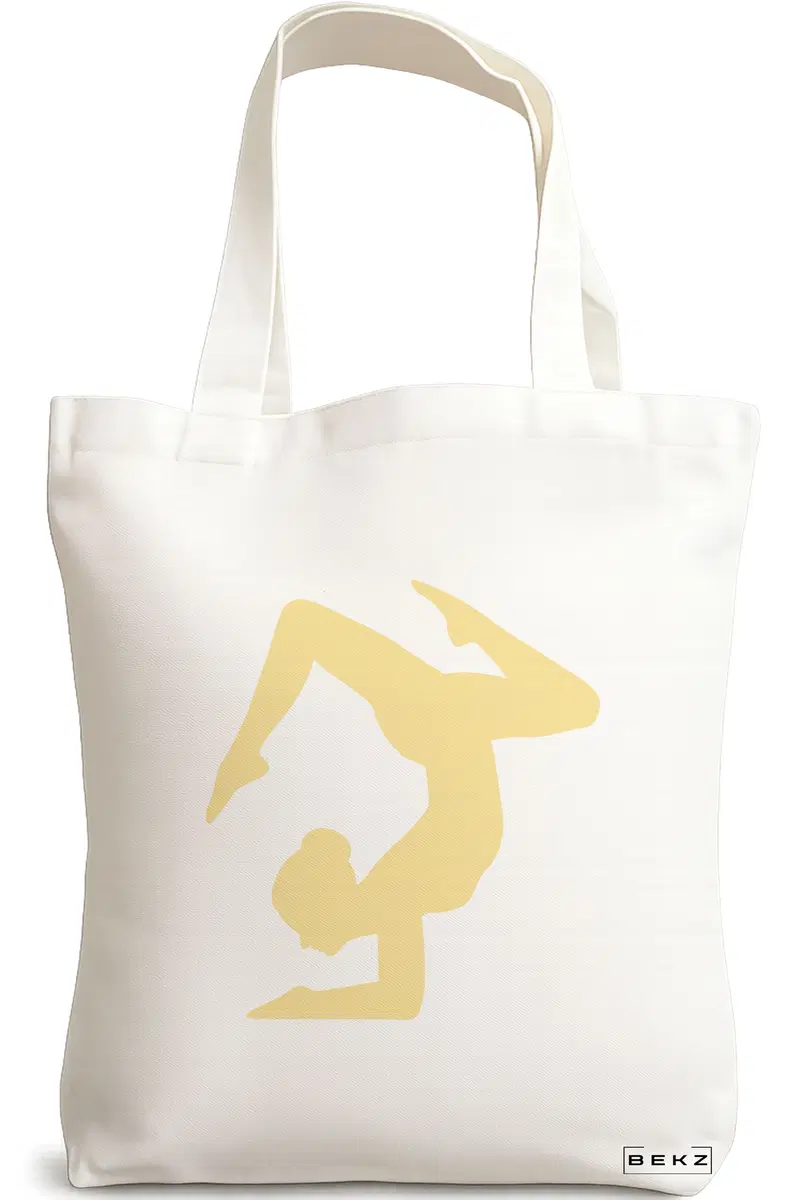Sacosa Cumparaturi Textila, Geanta Tote Yoga 3, 38x34.5 cm, Alba, BEKZ®
