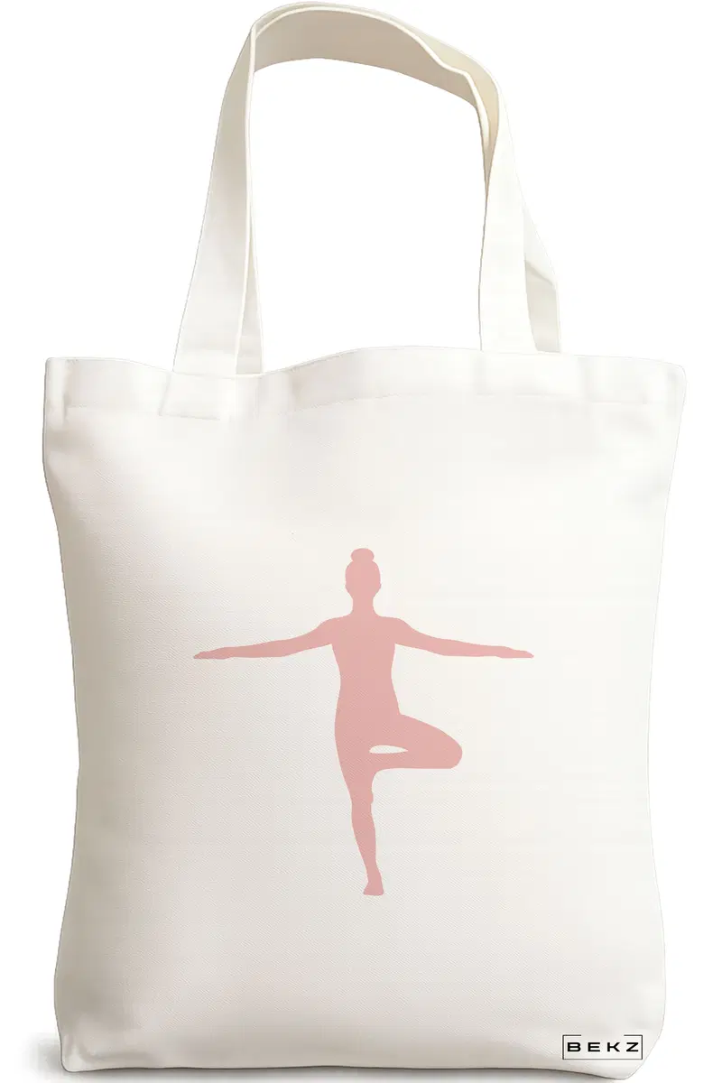 Sacosa Cumparaturi Textila, Geanta Tote Yoga 4, 38x34.5 cm, Alba, BEKZ®