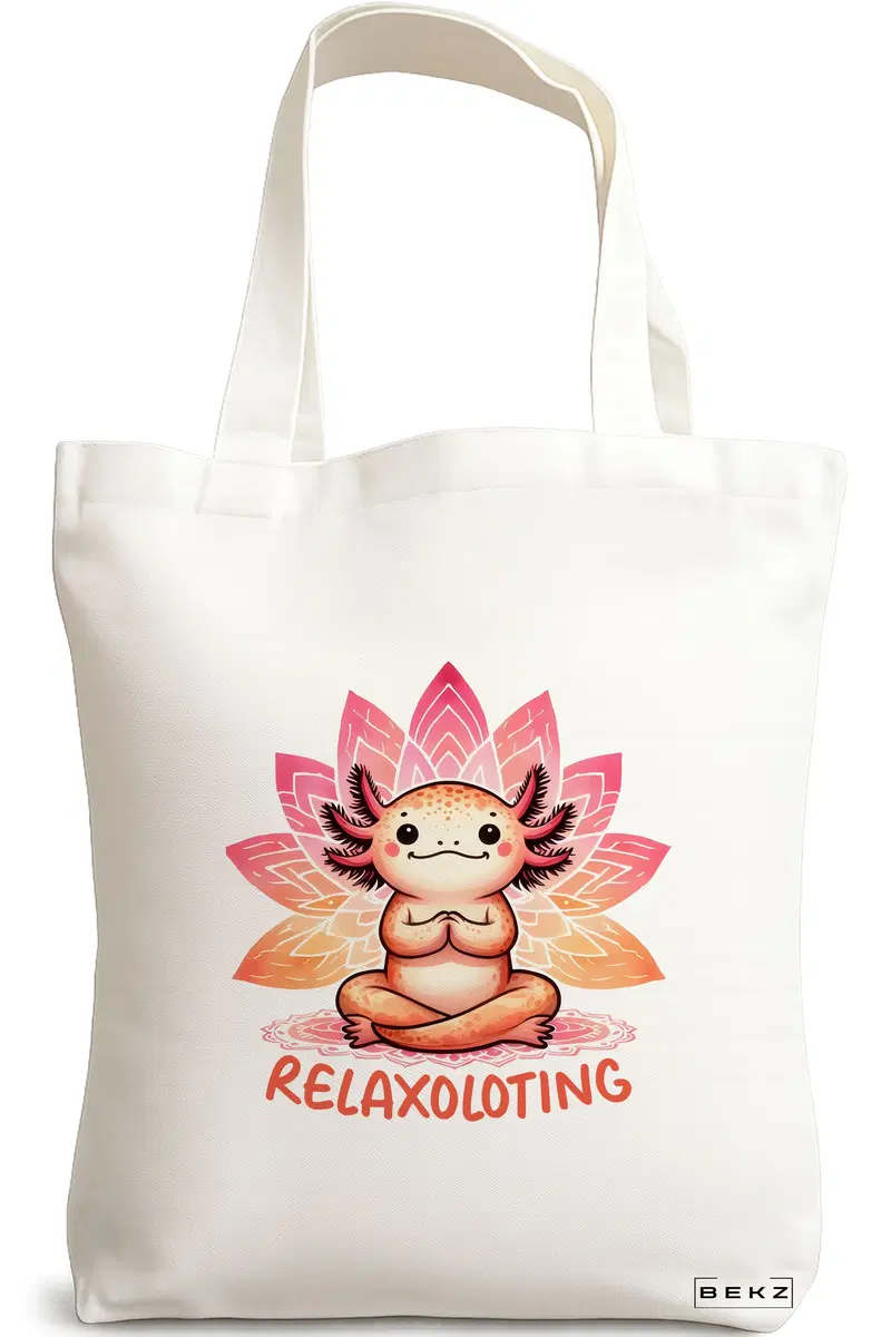 Sacosa Cumparaturi Textila, Geanta Tote Yoga Relaxoloting, 38x34.5 cm, Alba, BEKZ®