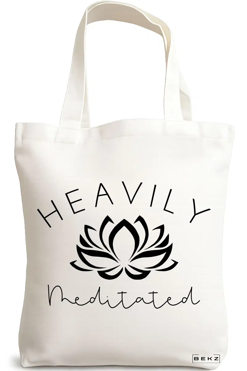 Sacosa Cumparaturi Textila, Geanta Tote Yoga Havily Meditated, 38x34.5 cm, Alba, BEKZ®