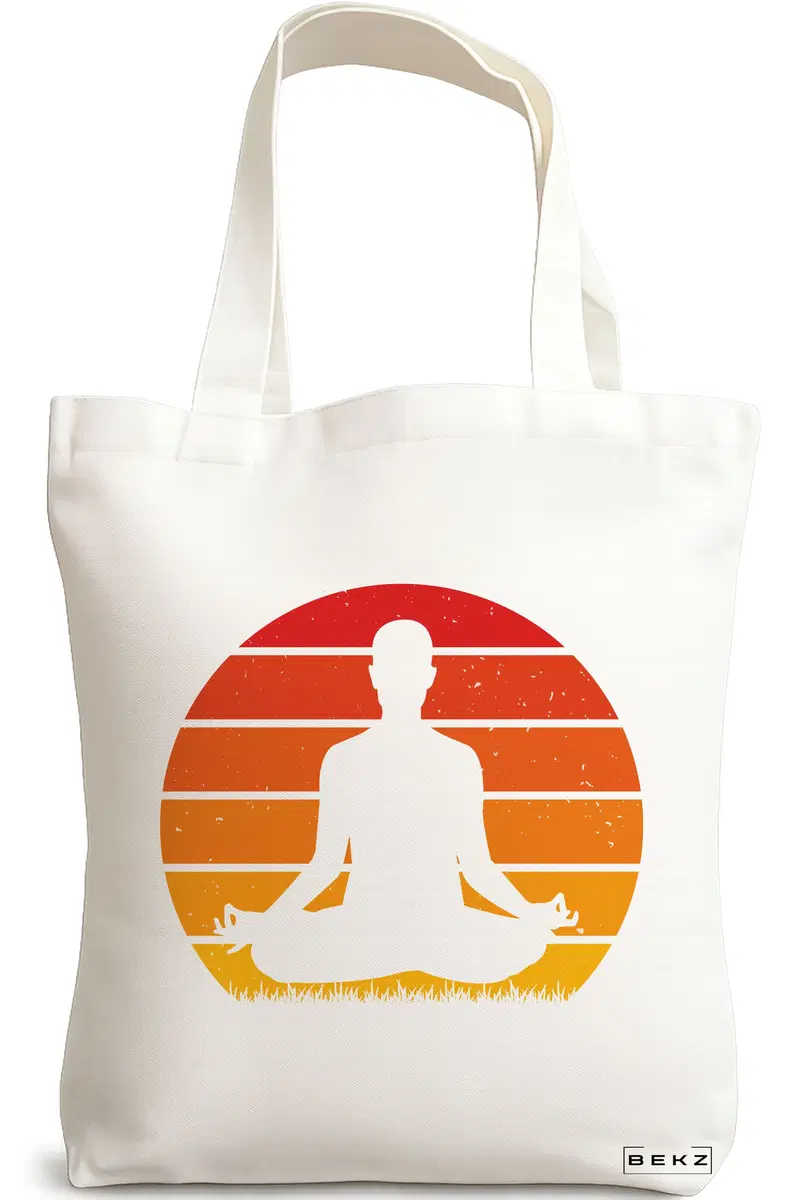 Sacosa Cumparaturi Textila, Geanta Tote Yoga 7, 38x34.5 cm, Alba, BEKZ®