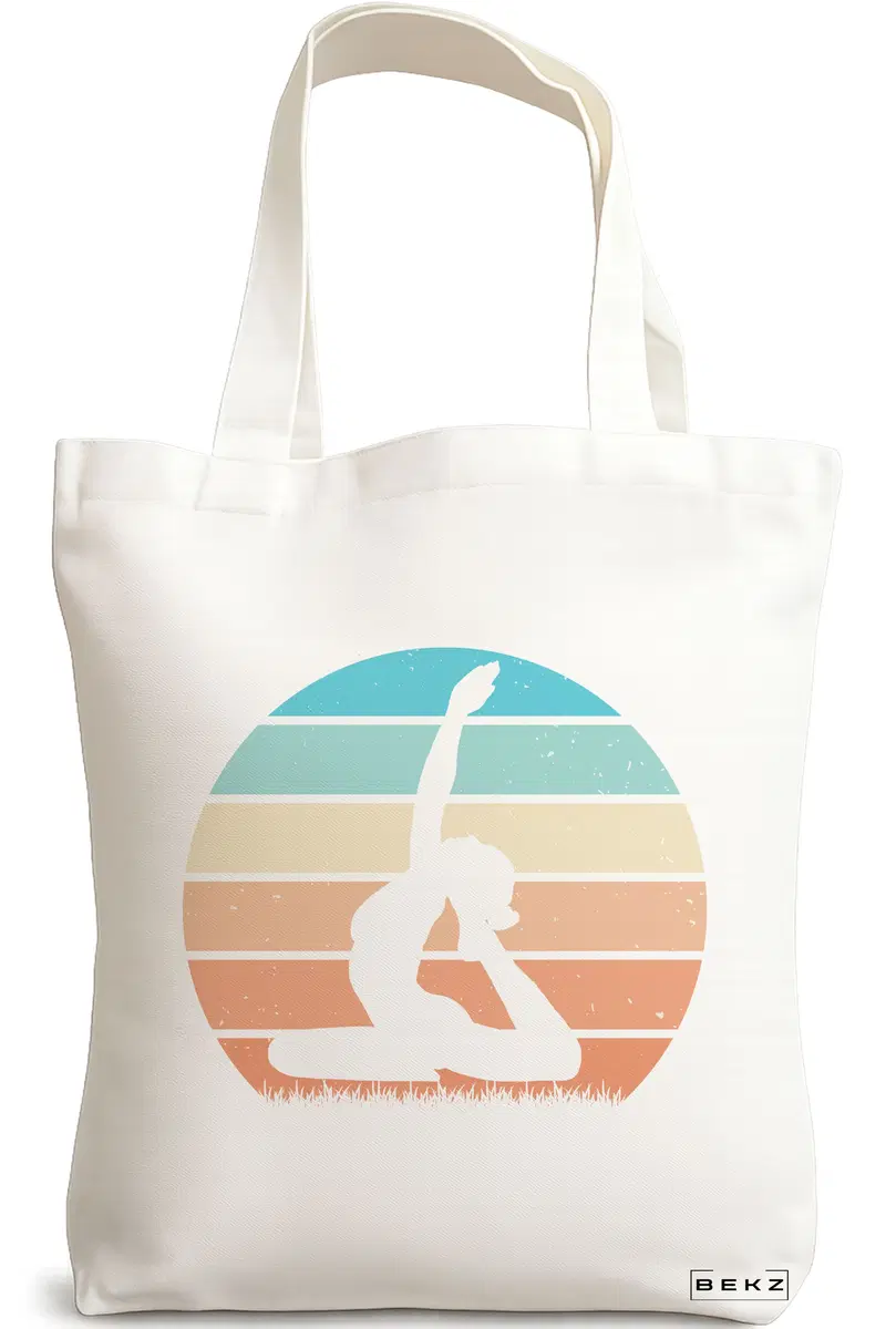 Sacosa Cumparaturi Textila, Geanta Tote Yoga 8, 38x34.5 cm, Alba, BEKZ®
