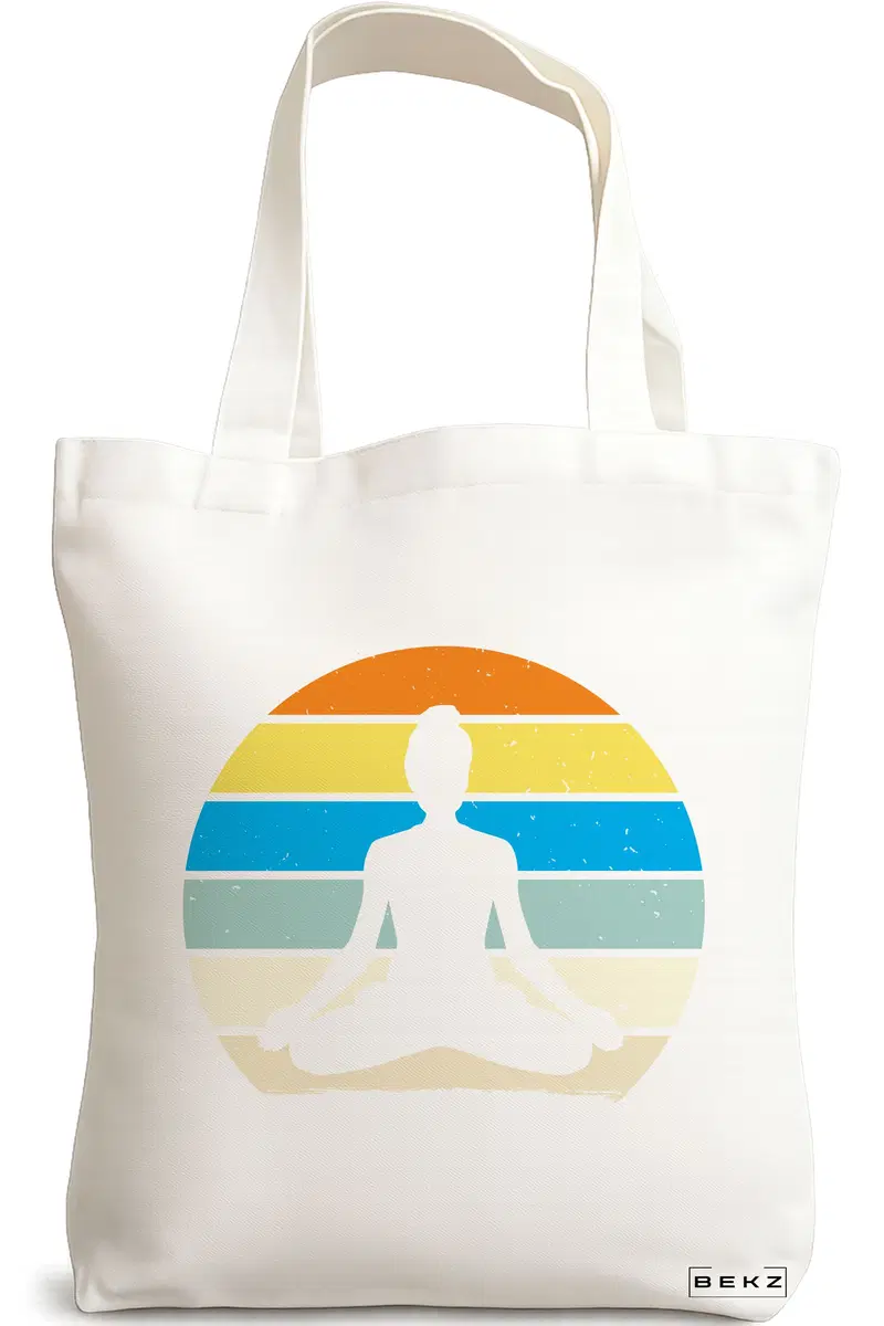 Sacosa Cumparaturi Textila, Geanta Tote Yoga 9, 38x34.5 cm, Alba, BEKZ®