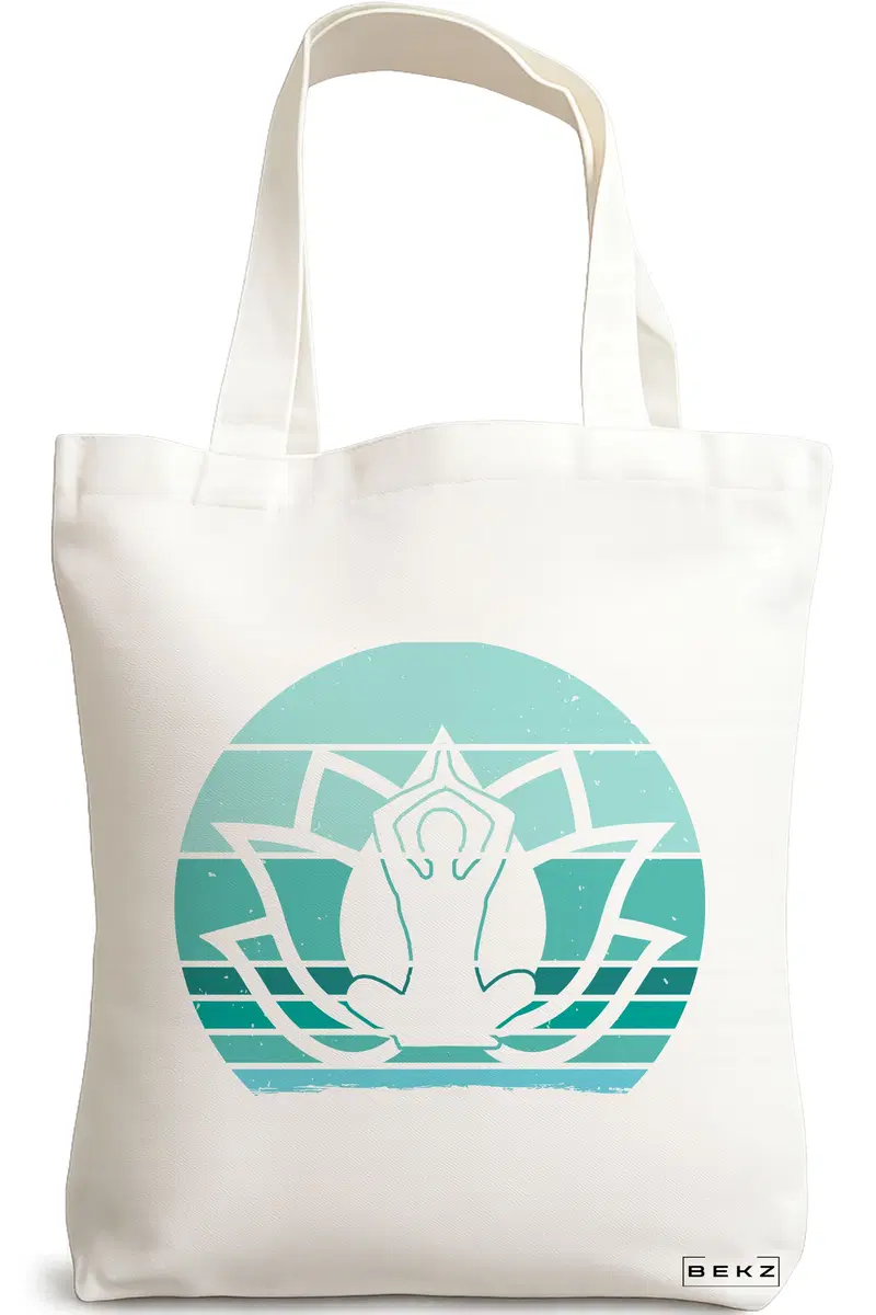 Sacosa Cumparaturi Textila, Geanta Tote Yoga 13, 38x34.5 cm, Alba, BEKZ®