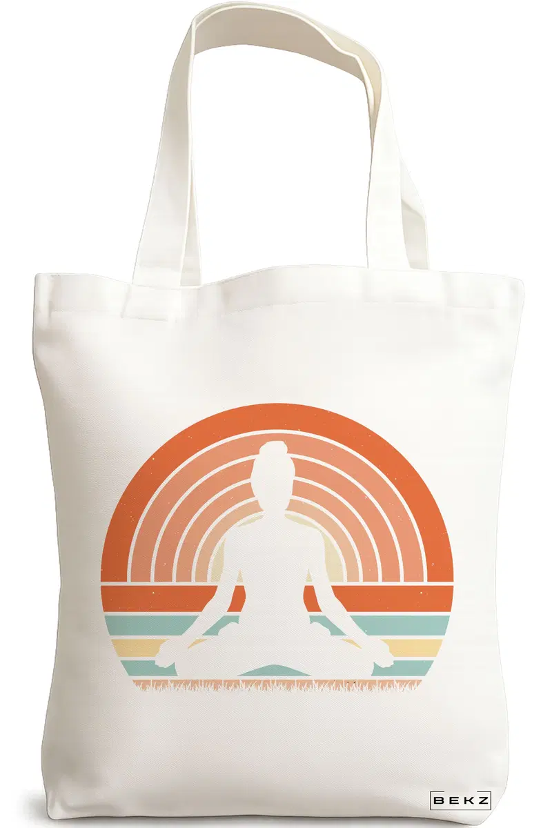 Sacosa Cumparaturi Textila, Geanta Tote Yoga 16, 38x34.5 cm, Alba, BEKZ®