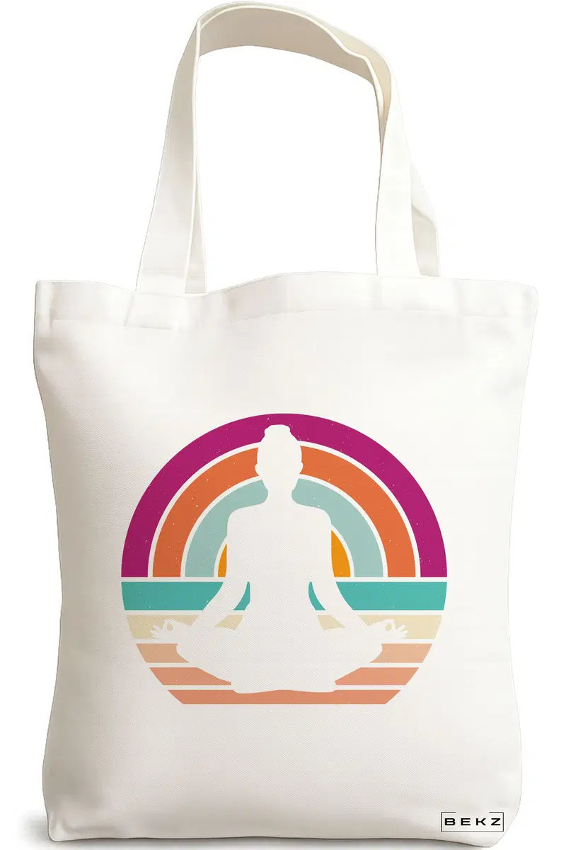 Sacosa Cumparaturi Textila, Geanta Tote Yoga 17, 38x34.5 cm, Alba, BEKZ®