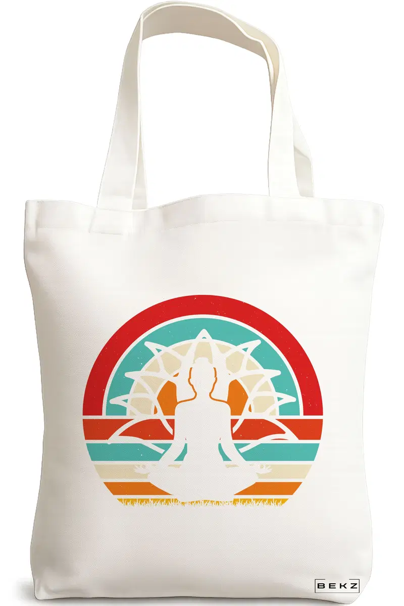 Sacosa Cumparaturi Textila, Geanta Tote Yoga 18, 38x34.5 cm, Alba, BEKZ®