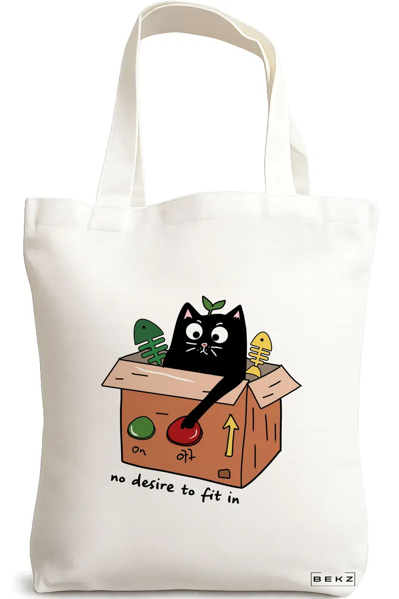 Sacosa Cumparaturi Textila, Geanta Tote, model No desire to fit in, 38 x 34.5 cm, Alb, BEKZ®
