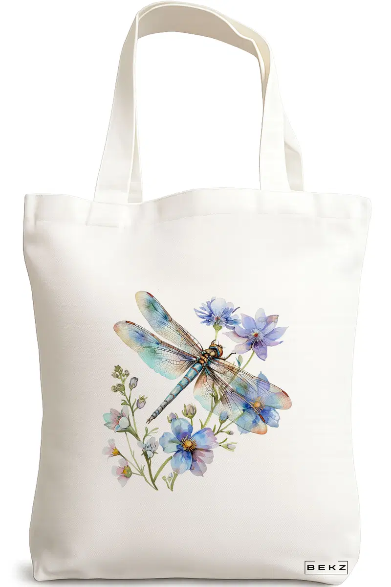 Sacosa Cumparaturi Textila, Geanta Tote, model Blue Life, 38 x 34.5 cm, Alb, BEKZ®