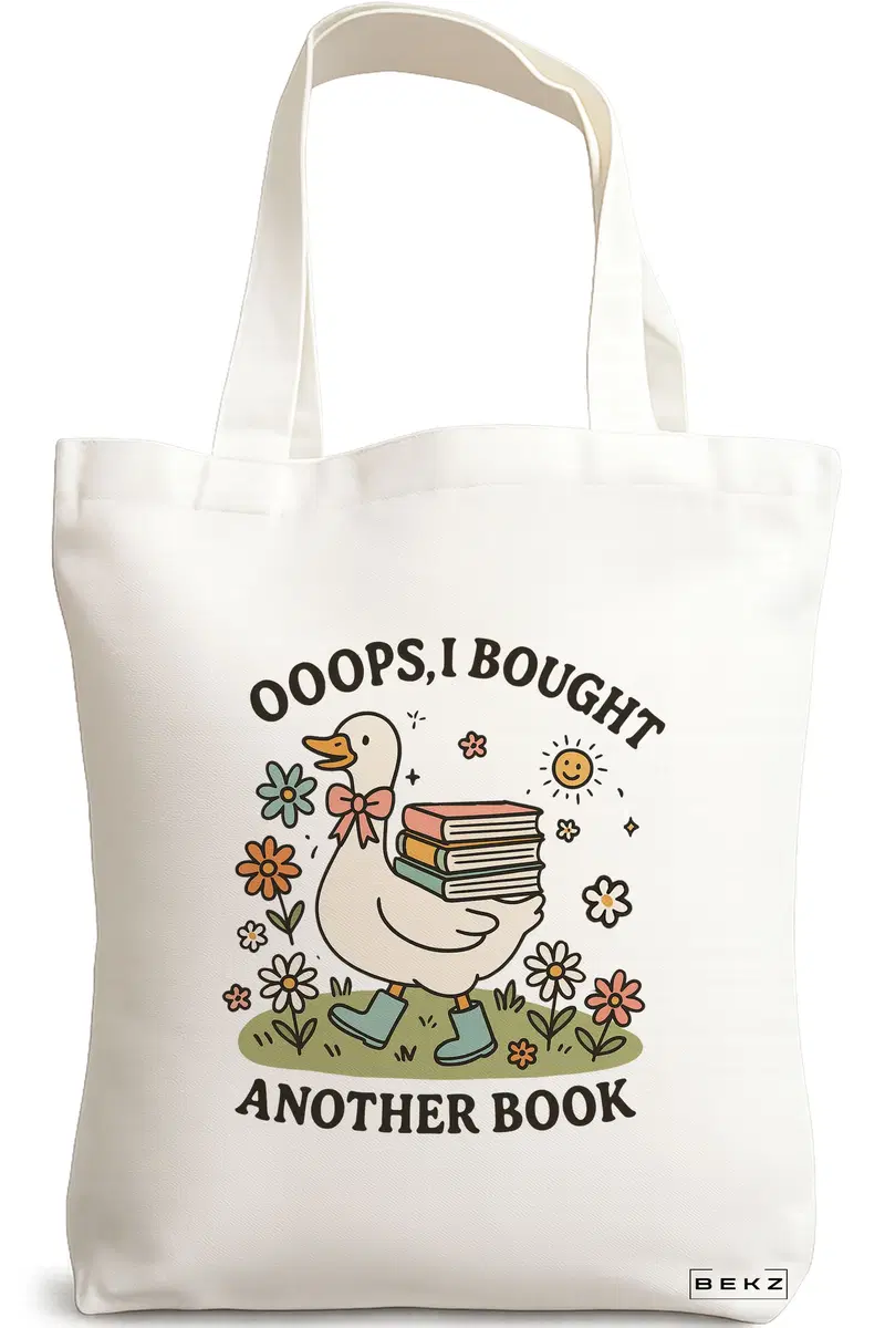 Sacosa Cumparaturi Textila, Geanta Tote, model Silly Goose 6, 38 x 34.5 cm, Alb, BEKZ®