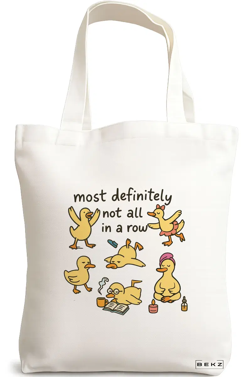 Sacosa Cumparaturi Textila, Geanta Tote, model Silly Goose 7, 38 x 34.5 cm, Alb, BEKZ®