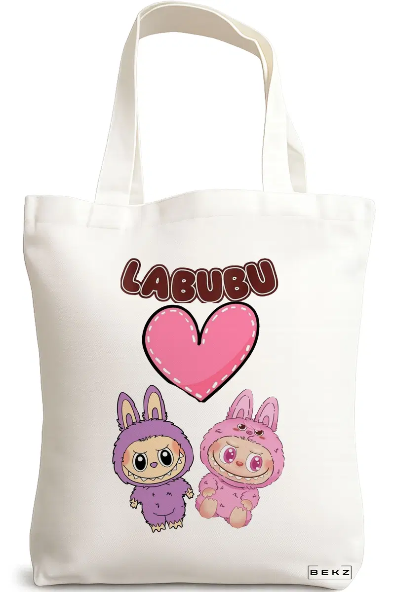 Sacosa Cumparaturi Textila, Geanta Tote, model Labubu 1 38 x 34.5 cm, Alb, BEKZ®