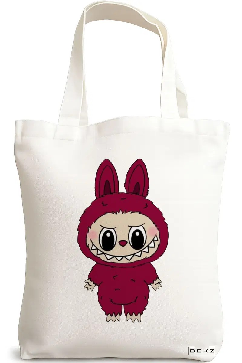 Sacosa Cumparaturi Textila, Geanta Tote, model Labubu 2 38 x 34.5 cm, Alb, BEKZ®