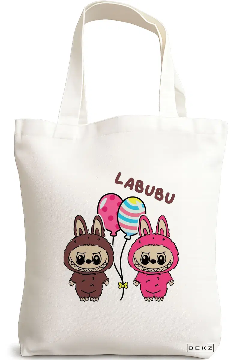 Sacosa Cumparaturi Textila, Geanta Tote, model Labubu 5 38 x 34.5 cm, Alb, BEKZ®