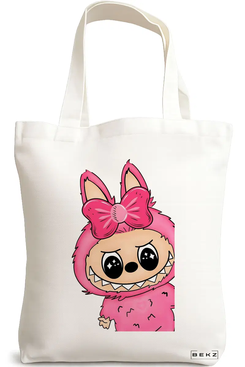 Sacosa Cumparaturi Textila, Geanta Tote, model Labubu 7 38 x 34.5 cm, Alb, BEKZ®