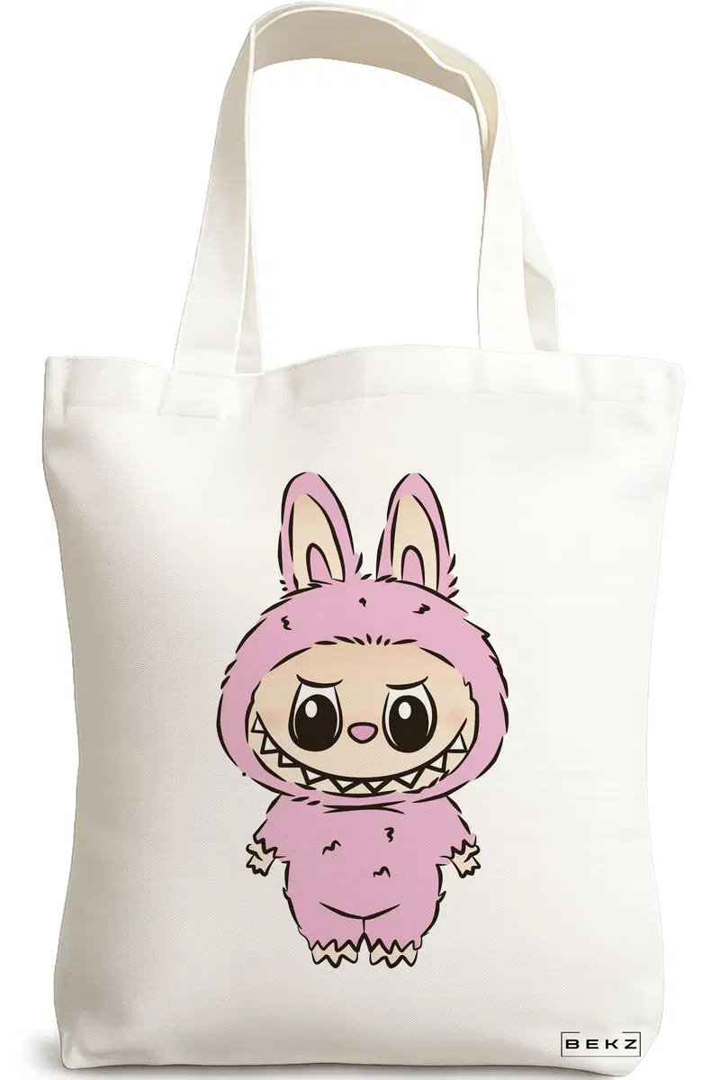 Sacosa Cumparaturi Textila, Geanta Tote, model Labubu 8 38 x 34.5 cm, Alb, BEKZ®